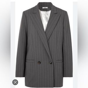 Ganni Hewitt Pinstriped Cady Blazer in Grey